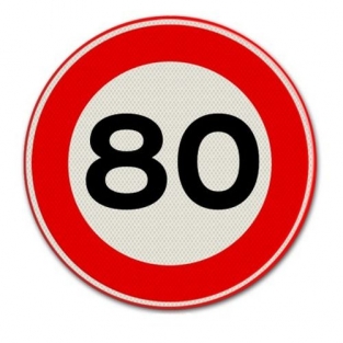 VERKEERSBORD A01-80 MAX. SNELHEID 80 KM PER UUR